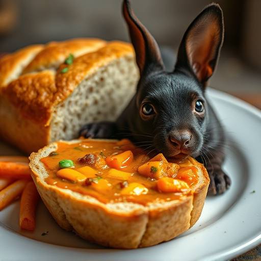 A quarter loaf of bread filled with curry, known as Bunny Chow, a Durban speciality